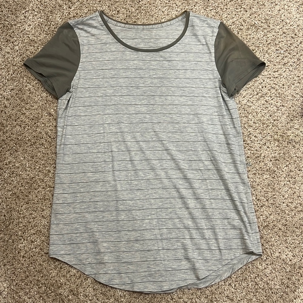 Lululemon Grey Striped Athletic Top
